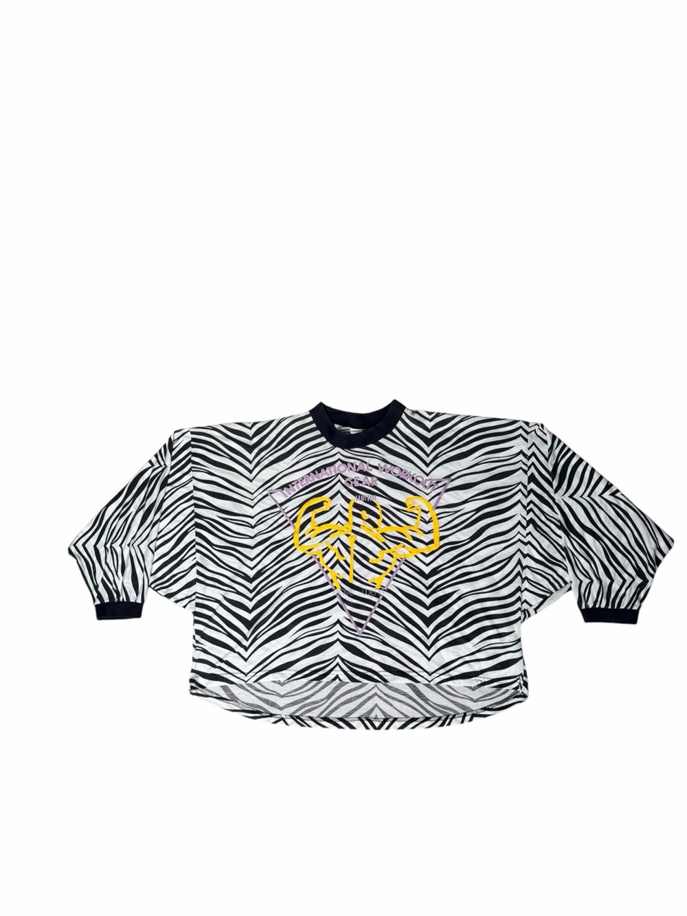 Vintage 80s International Workout Gear Zebra Muscle Graphic Dolman Top One Size